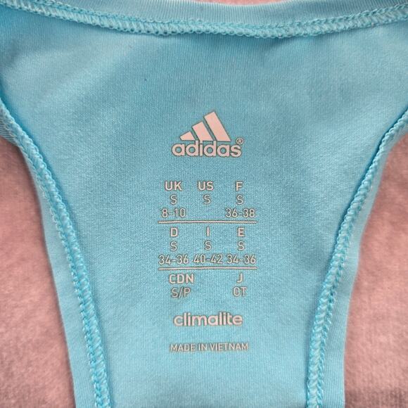 Adidas Blue Racerback Active Stripe Athletic Sports Tank Top Small - Picture 6 of 7